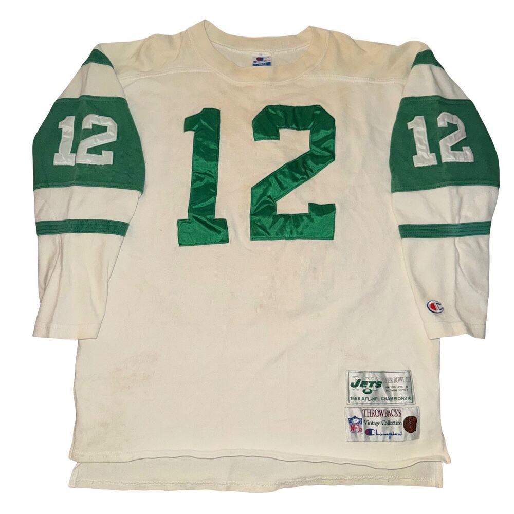 Vintage New York Jets Joe Namath NFL Champion Throwbacks 1968 Jersey L USA